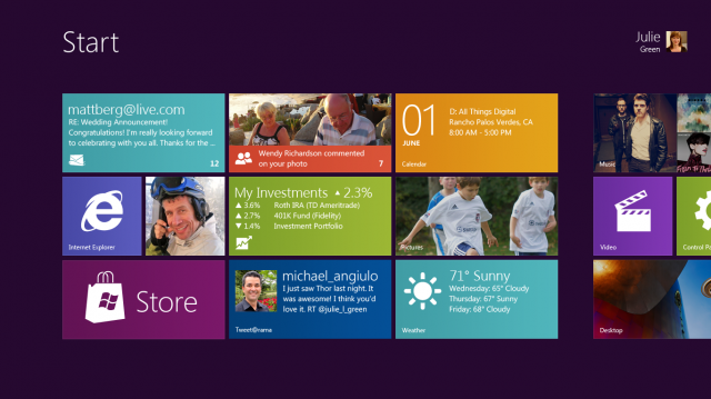 Стартовое меню Windows 8